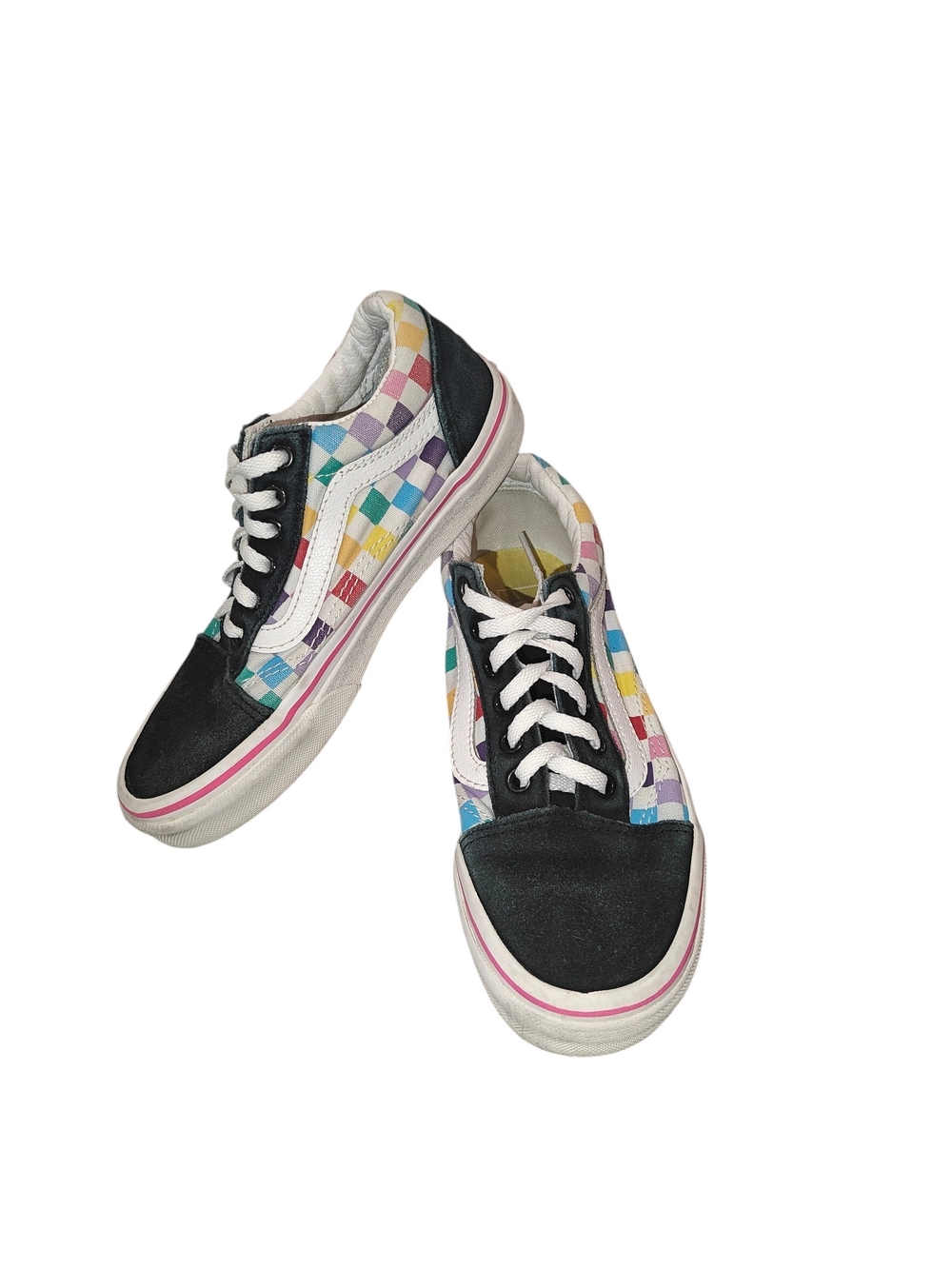 Vans Old Skool Rainbow Checkered Low-top Skate Sneaker 3Y